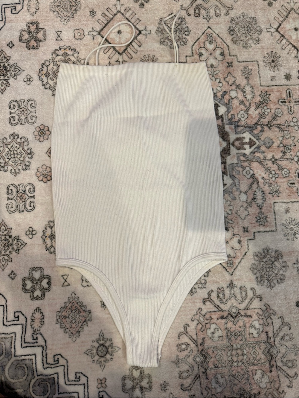 Zara White Ribbed Tank Bodysuit